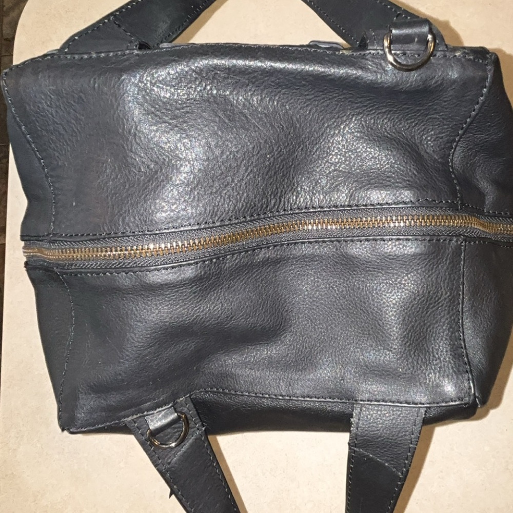 KOOBA BLACK LEATHER PASADENA SATCHEL CROSSBODY PURSE BAG STITCHED BACK - Picture 6 of 12